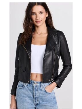 IRO Ashville 100% Lambskin Luxe Leather Moto Jacket Black Small